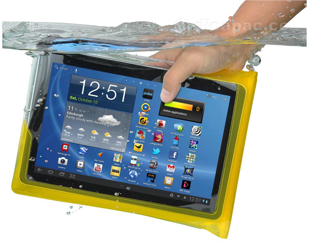 DiCAPac Tablet-Tasche wasserdicht, Gelb